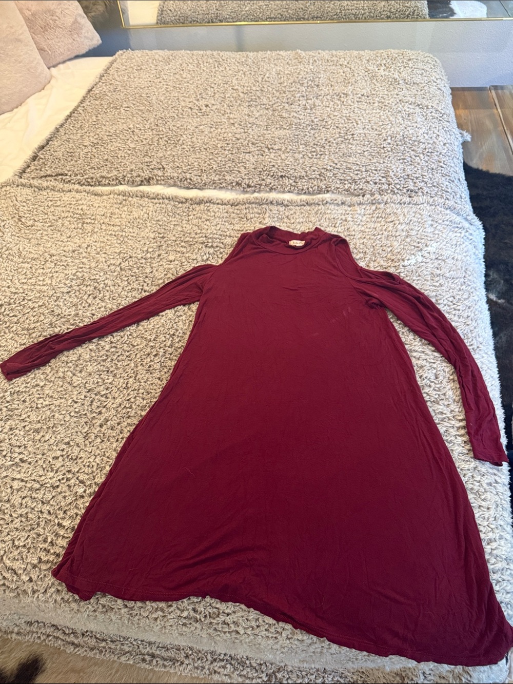 Women's Long Sleeve Swing Dress in Burgundy